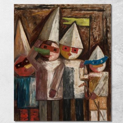 Carnevale Di Bambini Con Bandiera Tadeusz Makowski tmk24 quadro stampa su tela