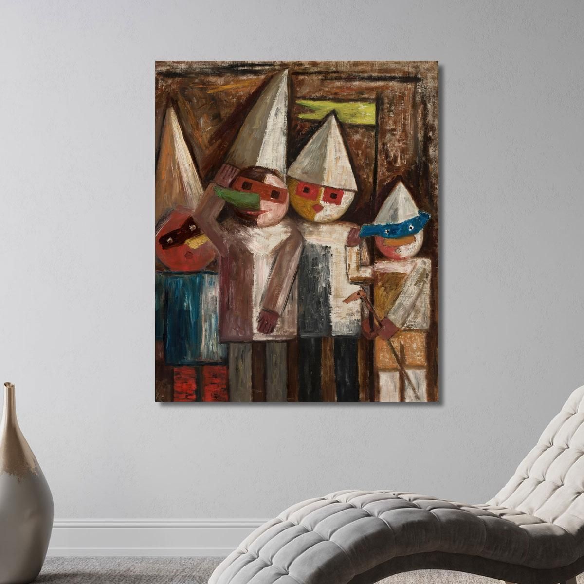 Carnevale Di Bambini Con Bandiera Tadeusz Makowski tmk24 quadro stampa su tela