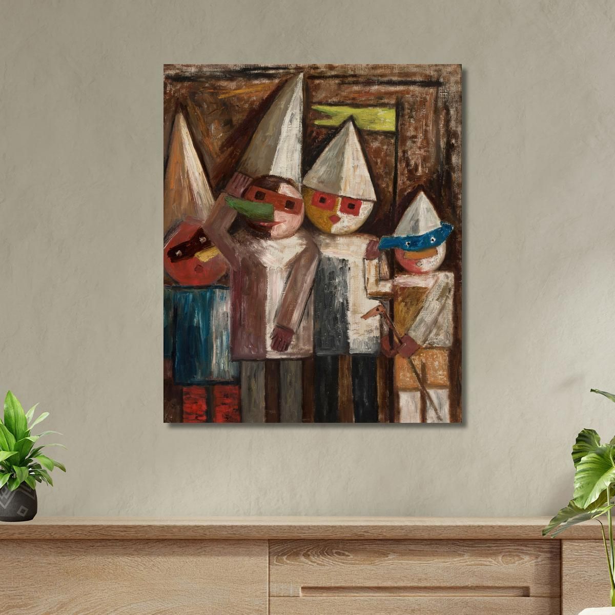 Carnevale Di Bambini Con Bandiera Tadeusz Makowski tmk24 quadro stampa su tela