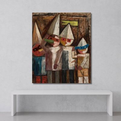 Carnevale Di Bambini Con Bandiera Tadeusz Makowski tmk24 quadro stampa su tela Carnevale Di Bambini Con Bandiera Tadeusz Makowski tmk24 quadro stampa su tela
