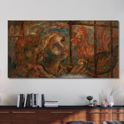 Bambini E Galli Tadeusz Makowski, tmk25 quadro stampa su tela