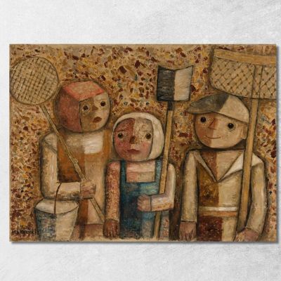 Bambini Che Vanno A Pescare Tadeusz Makowski tmk26 quadro stampa su tela