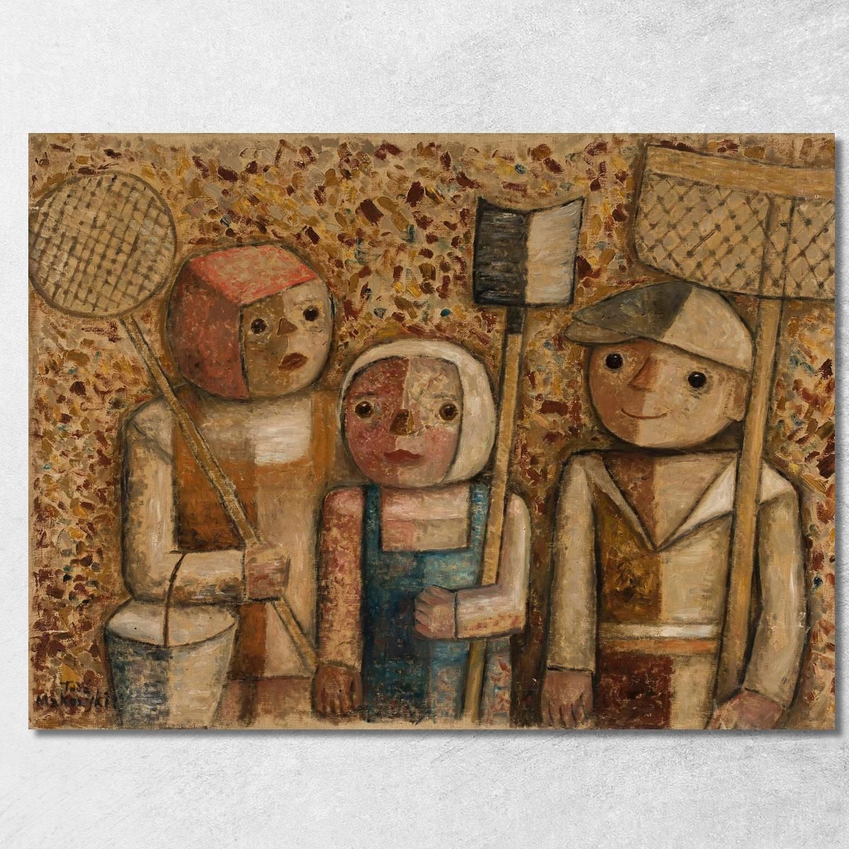 Bambini Che Vanno A Pescare Tadeusz Makowski tmk26 quadro stampa su tela Bambini Che Vanno A Pescare Tadeusz Makowski tmk26 quadro stampa su tela