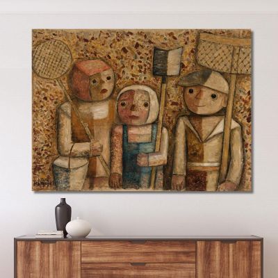 Children Going Fishing Tadeusz Makowski, tmk26 canvas print