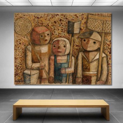Bambini Che Vanno A Pescare Tadeusz Makowski tmk26 quadro stampa su tela Bambini Che Vanno A Pescare Tadeusz Makowski tmk26 quadro stampa su tela