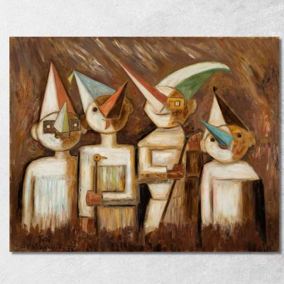 Bambini In Maschera Tadeusz Makowski tmk28 quadro stampa su tela