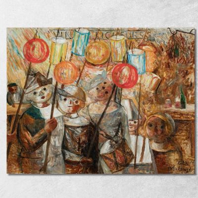 Bambini Con Torce Tadeusz Makowski tmk31 quadro stampa su tela