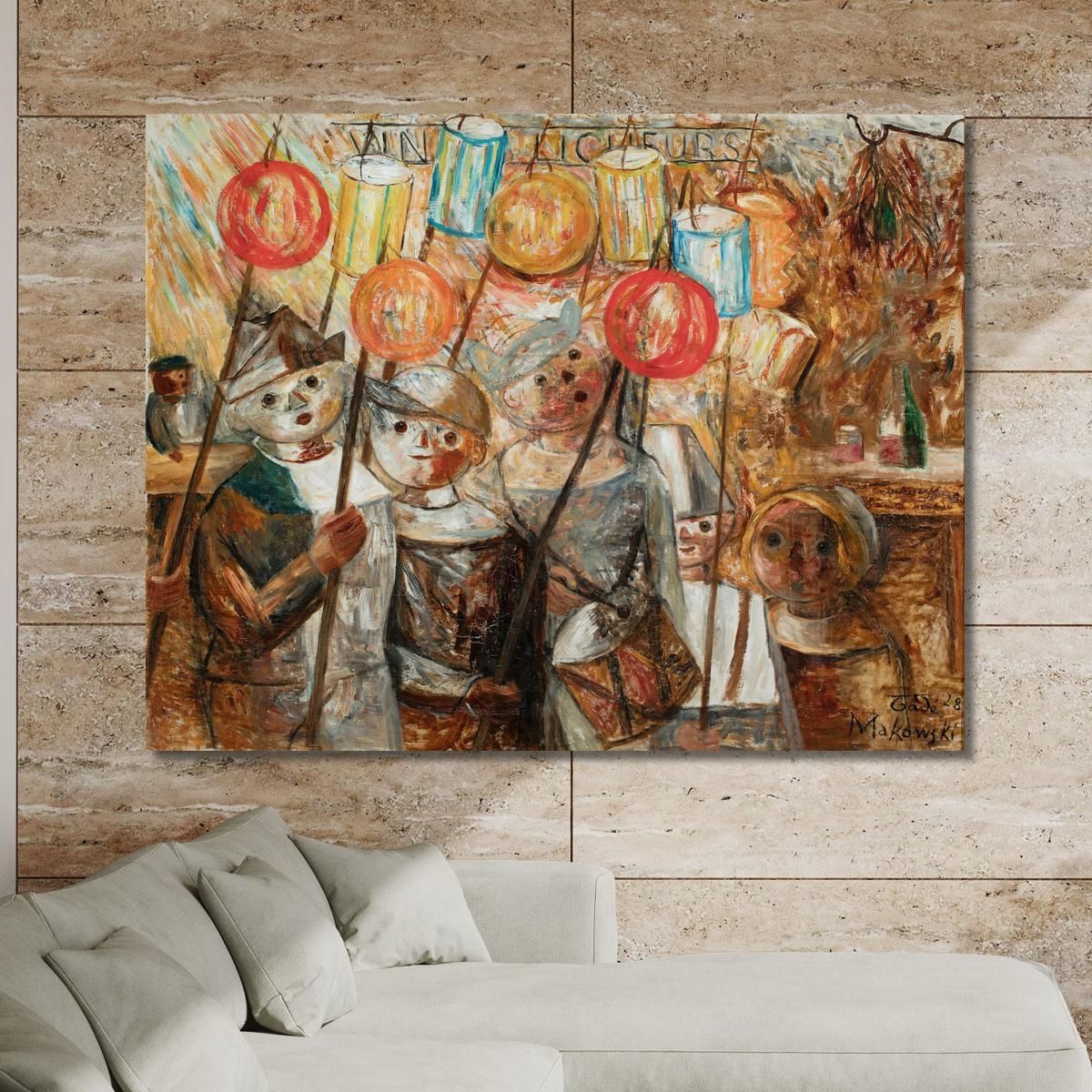 Bambini Con Torce Tadeusz Makowski tmk31 quadro stampa su tela