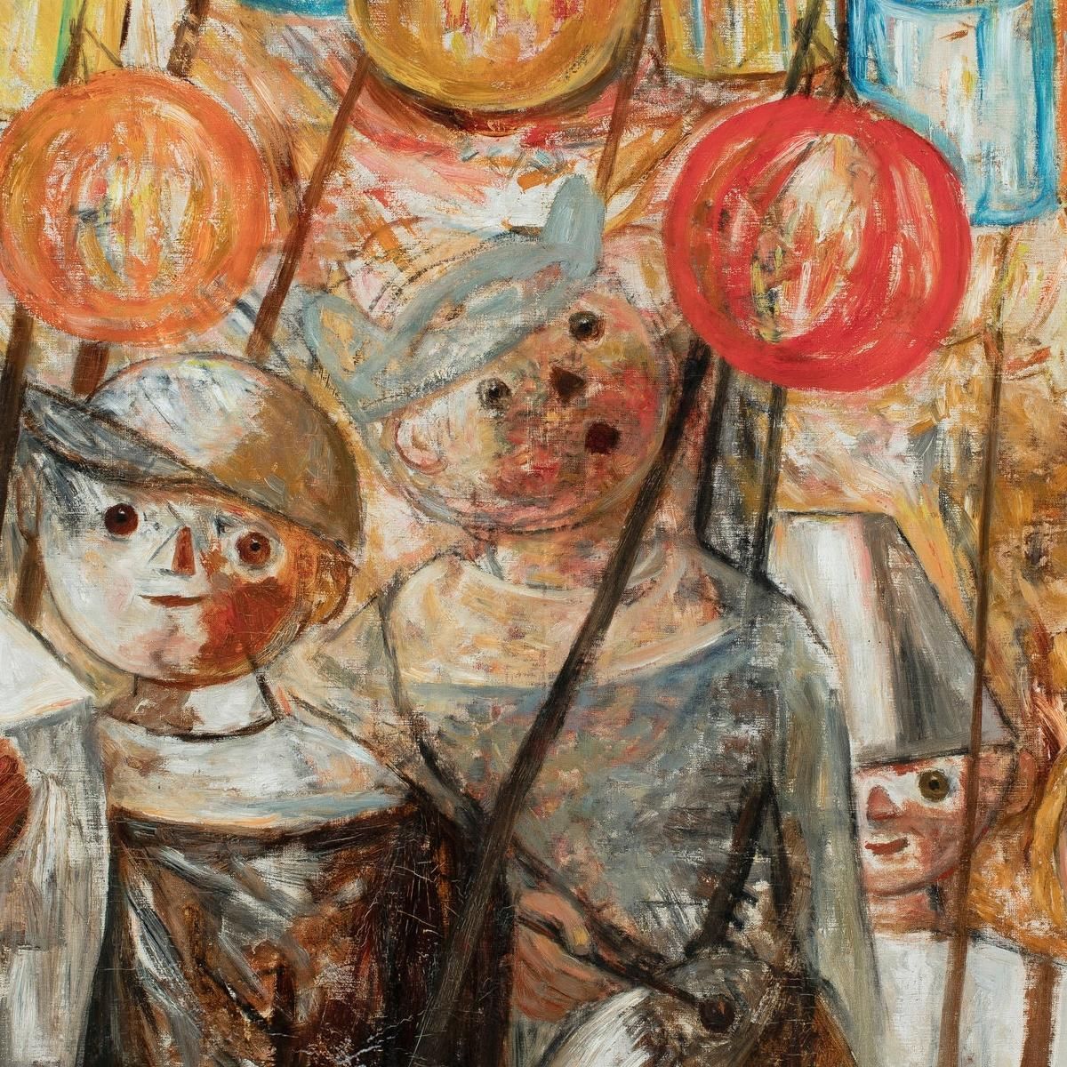 Bambini Con Torce Tadeusz Makowski tmk31 quadro stampa su tela