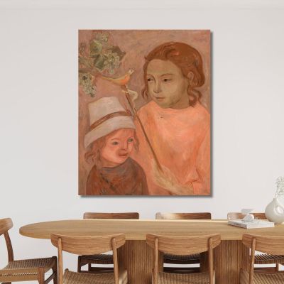 Enfants Avec Un Oiseau Sur Une Perche Tadeusz Makowski, tmk38 tableau impression sur toile