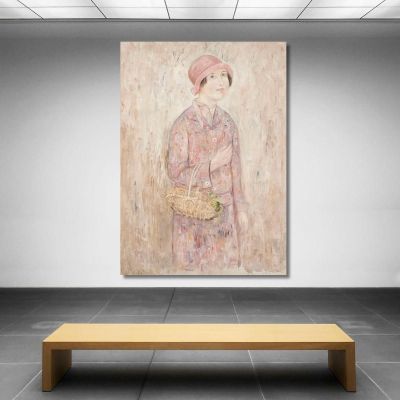 Ragazza Con Cappello Rosa Tadeusz Makowski tmk41 quadro stampa su tela Ragazza Con Cappello Rosa Tadeusz Makowski tmk41 quadro stampa su tela