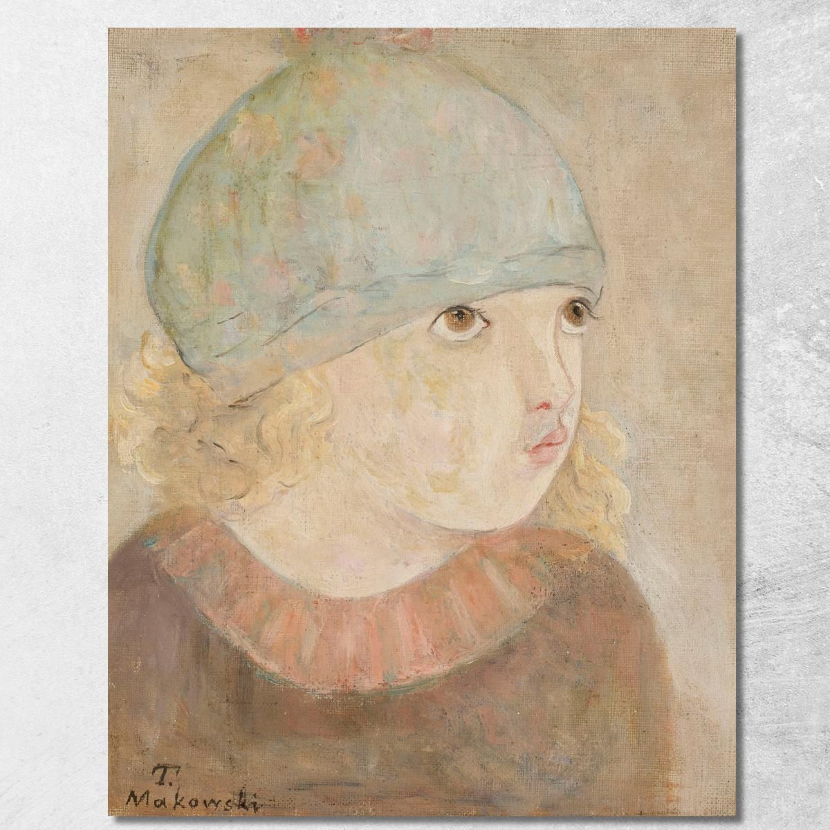 Bambina Con Berretto Blu Tadeusz Makowski tmk47 quadro stampa su tela Bambina Con Berretto Blu Tadeusz Makowski tmk47 quadro stampa su tela
