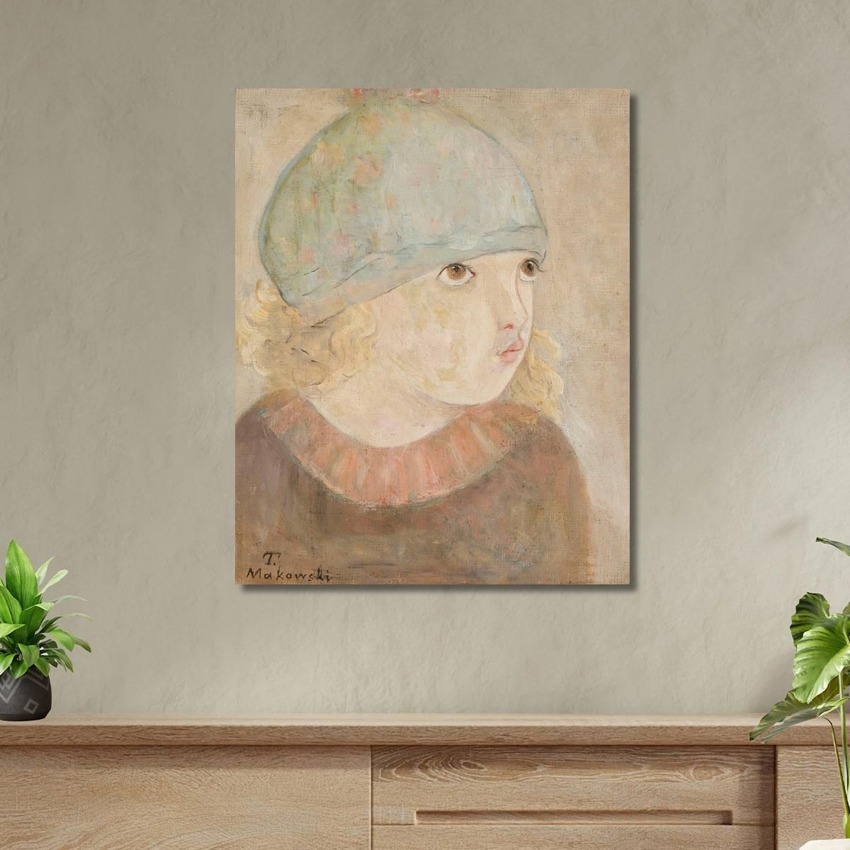 Bambina Con Berretto Blu Tadeusz Makowski tmk47 quadro stampa su tela