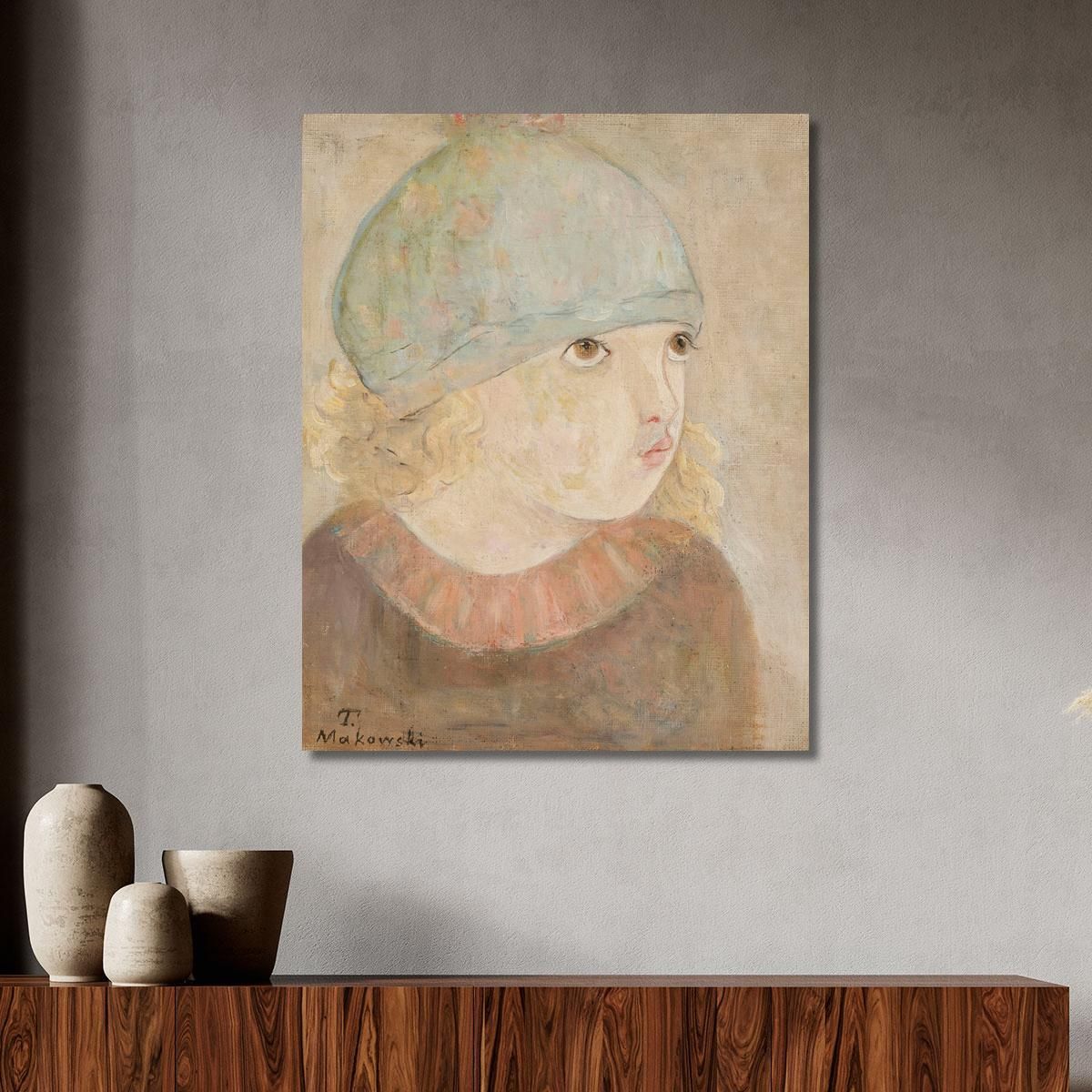 Bambina Con Berretto Blu Tadeusz Makowski tmk47 quadro stampa su tela