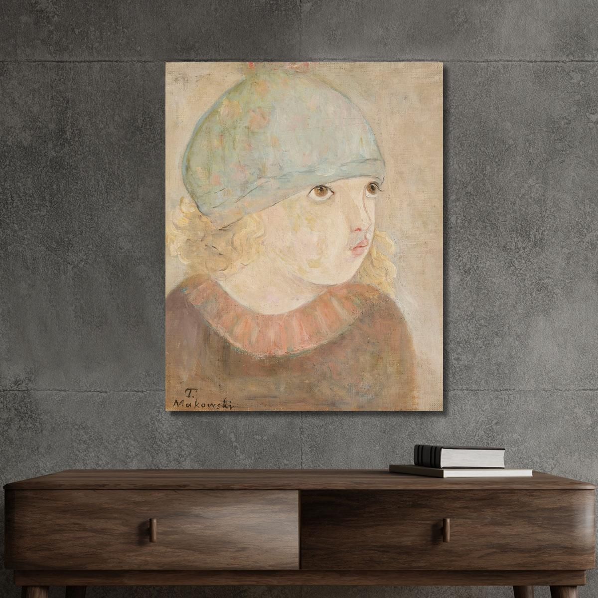Bambina Con Berretto Blu Tadeusz Makowski tmk47 quadro stampa su tela