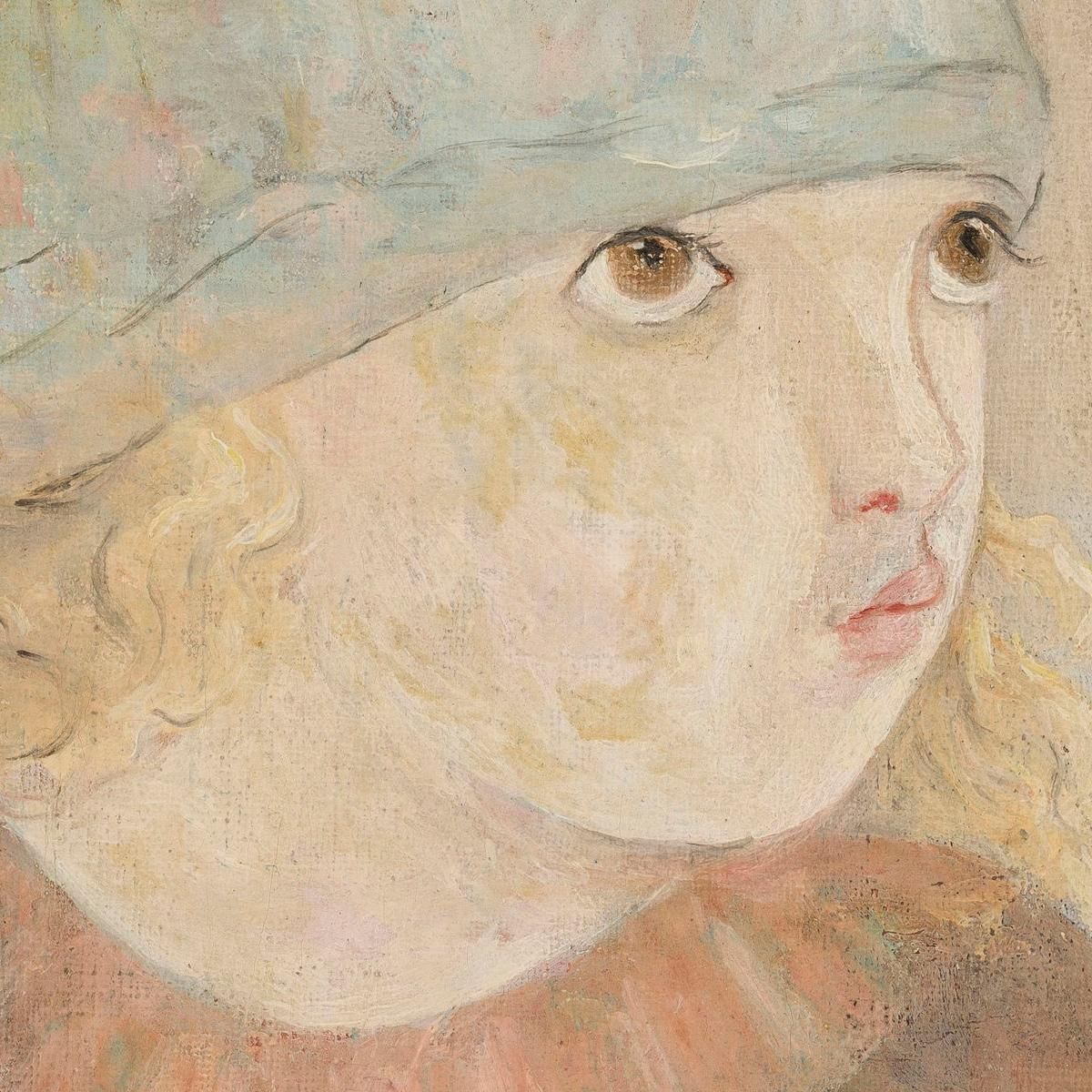 Bambina Con Berretto Blu Tadeusz Makowski tmk47 quadro stampa su tela