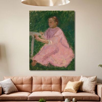 Girl In A Pink Dress Tadeusz Makowski, tmk50 canvas print