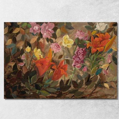 Fiori In Un Giardino Tadeusz Makowski tmk60 quadro stampa su tela