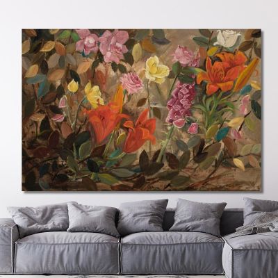 Fiori In Un Giardino Tadeusz Makowski tmk60 quadro stampa su tela