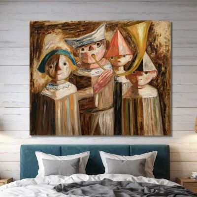 Four Children With A Trumpet Tadeusz Makowski, tmk61 canvas print