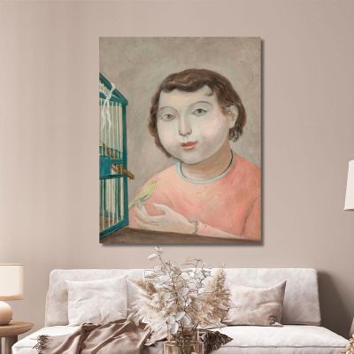 Ragazza Con Un Canarino Tadeusz Makowski tmk64 quadro stampa su tela Ragazza Con Un Canarino Tadeusz Makowski tmk64 quadro stampa su tela