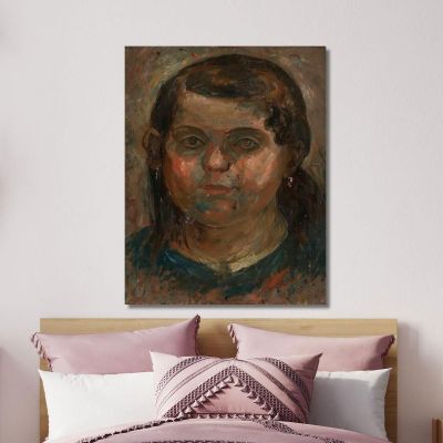 Kopf Eines Kleinen Mädchens Im Blauen Kleid Tadeusz Makowski, tmk77 drucken auf leinwand