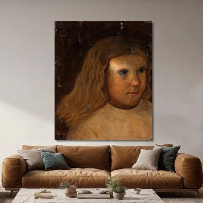 Tête De Petite Fille Aux Cheveux Lâchés Tadeusz Makowski, tmk78 tableau impression sur toile
