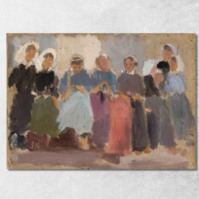 Donne Che Lavorano A Maglia (Schizzo) Tadeusz Makowski tmk87 quadro stampa su tela