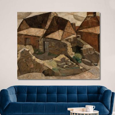 Landschaft Mit Häusern Tadeusz Makowski, tmk100 drucken auf leinwand