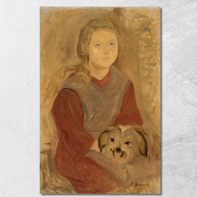Bambina Con Un Cane Tadeusz Makowski tmk104 quadro stampa su tela