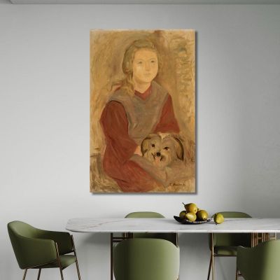 Niña Pequeña Con Un Perro Tadeusz Makowski, tmk104 cuadro en lienzo
