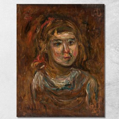 Bambina Con Un Nastro Rosso Tadeusz Makowski tmk108 quadro stampa su tela