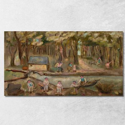 Mulino Sul Fiume Tadeusz Makowski tmk127 quadro stampa su tela