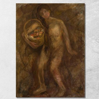 Ragazza Nuda Con Un Cesto Di Mele Tadeusz Makowski tmk129 quadro stampa su tela