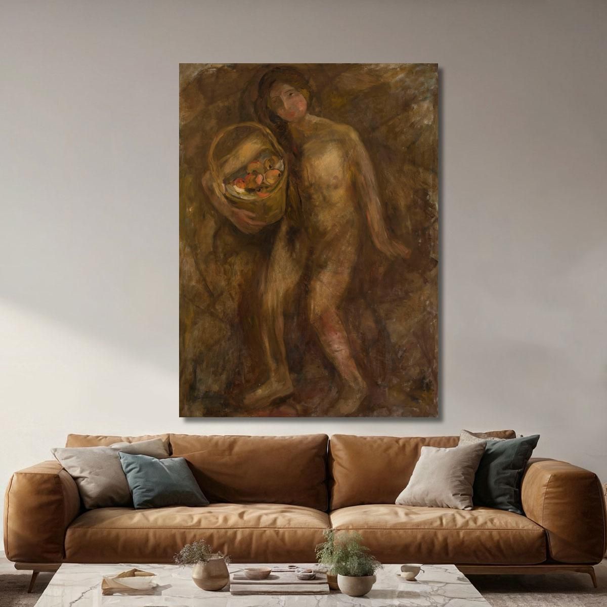 Ragazza Nuda Con Un Cesto Di Mele Tadeusz Makowski tmk129 quadro stampa su tela