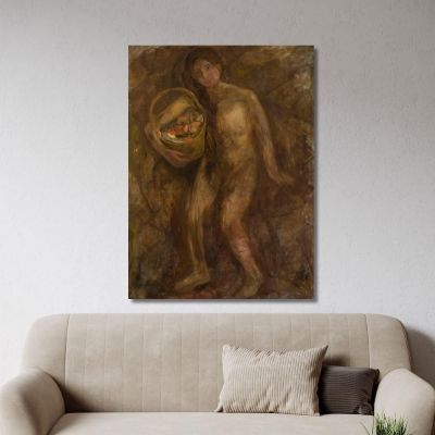 Ragazza Nuda Con Un Cesto Di Mele Tadeusz Makowski tmk129 quadro stampa su tela