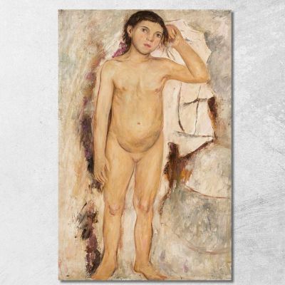 Bambina Nuda Con Una Mano Alzata Tadeusz Makowski tmk131 quadro stampa su tela