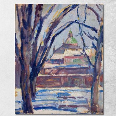 Paesaggio Invernale Con Chiesa Ortodossa Tadeusz Makowski tmk136 quadro stampa su tela