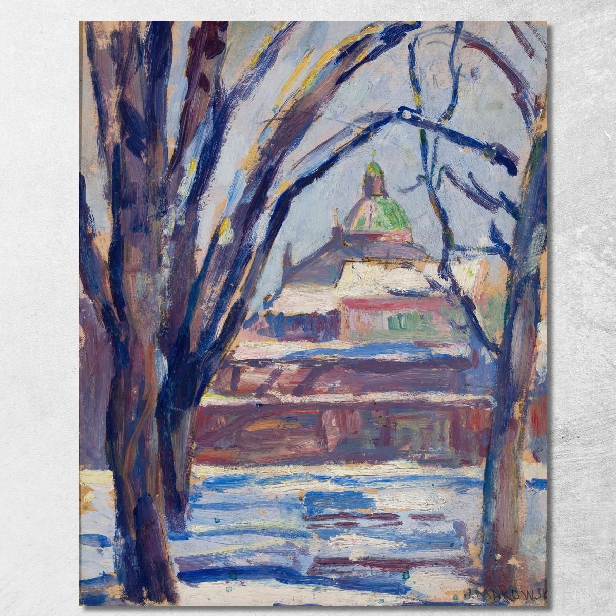 Paesaggio Invernale Con Chiesa Ortodossa Tadeusz Makowski tmk136 quadro stampa su tela Paesaggio Invernale Con Chiesa Ortodossa Tadeusz Makowski tmk136 quadro stampa su tela