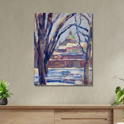 Winterlandschaft Mit Kirche Tadeusz Makowski, tmk136 drucken auf leinwand