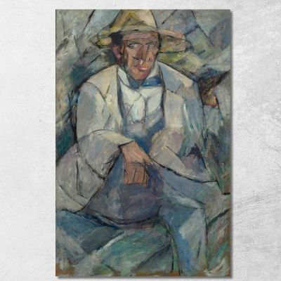 Ritratto Di Un Uomo Con Un Cappello Bianco Tadeusz Makowski tmk142 quadro stampa su tela