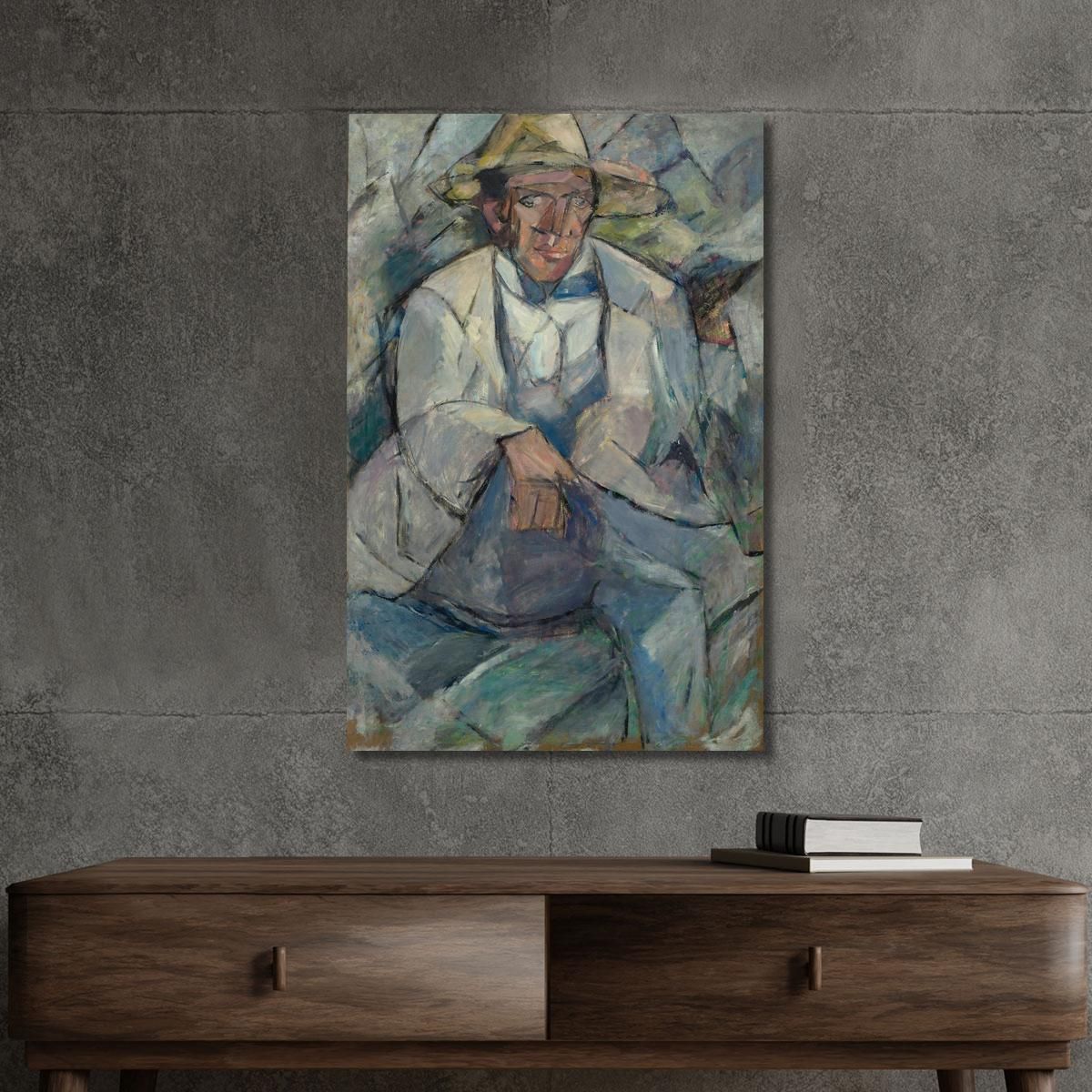 Ritratto Di Un Uomo Con Un Cappello Bianco Tadeusz Makowski tmk142 quadro stampa su tela