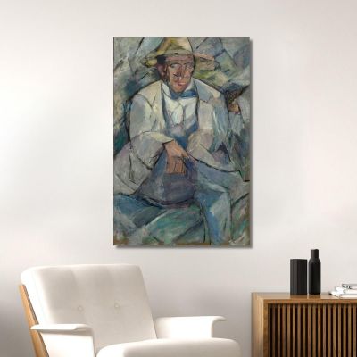 Ritratto Di Un Uomo Con Un Cappello Bianco Tadeusz Makowski tmk142 quadro stampa su tela
