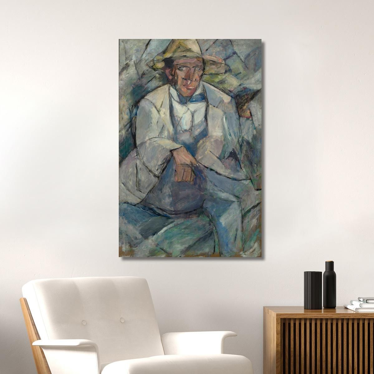Ritratto Di Un Uomo Con Un Cappello Bianco Tadeusz Makowski tmk142 quadro stampa su tela