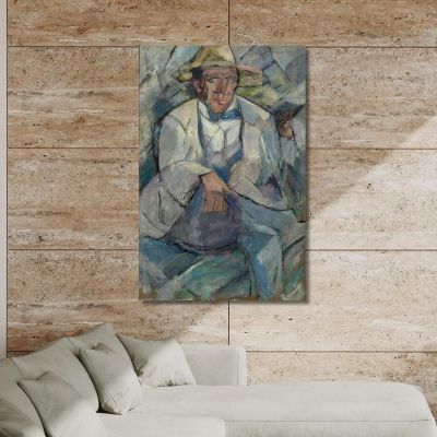 Ritratto Di Un Uomo Con Un Cappello Bianco Tadeusz Makowski tmk142 quadro stampa su tela
