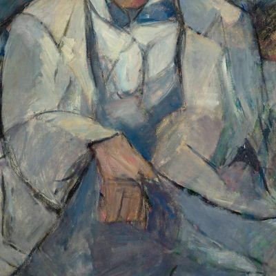 Ritratto Di Un Uomo Con Un Cappello Bianco Tadeusz Makowski tmk142 quadro stampa su tela