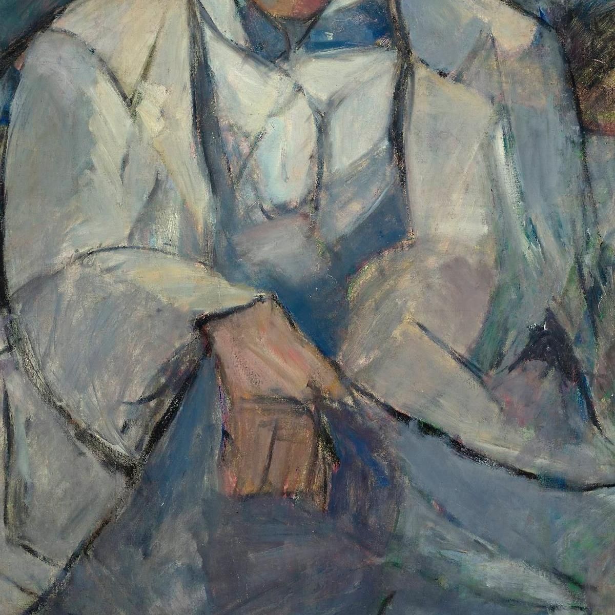 Ritratto Di Un Uomo Con Un Cappello Bianco Tadeusz Makowski tmk142 quadro stampa su tela