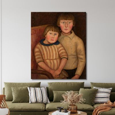 Retrato De Dos Niños Tadeusz Makowski, tmk147 cuadro en lienzo