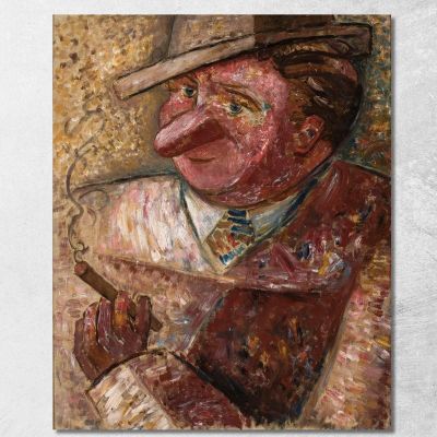 Ritratto Di Un Uomo Con Cappello E Sigaro Tadeusz Makowski tmk148 quadro stampa su tela