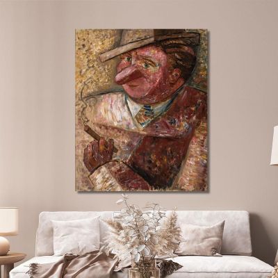 Portrait D'Un Homme Avec Un Chapeau Et Un Cigare Tadeusz Makowski, tmk148 tableau impression sur toile